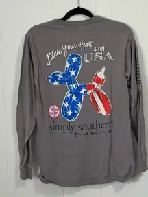 Simply Southern USA Gray Long Sleeve T-Shirt Small‎