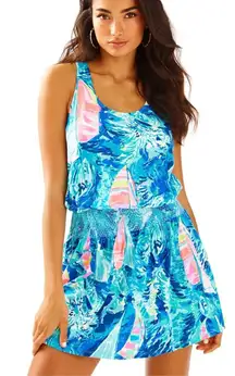 Lilly Pulitzer Tideline Sparkling Blue Hey Bay sailboat XS tank dress