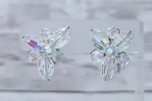 Vintage Clip On Earrings Statement Unusual Iridescent Large