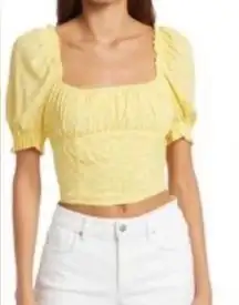 SOPHIE Rue Yellow Floral Crop Top Size XL NWT