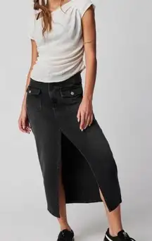 We The Free x Free People Madison Denim Midi Skirt In Black 29