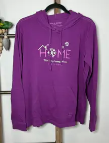 Life Is Good Womens Crusher Long Sleeve Hoodie Purple Home Graphic Size Large