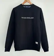Peter England Sweatshirt Mens Medium Crewneck Sweater Pockets Graphic Fleece