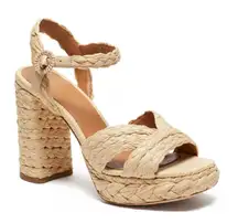 Kate Spade Disco Raffia Platform High Heel Sandal Natural Braided Raffia 9.5 NIB