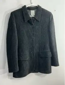 Womans Joan & David Button Down Blazer Jacket 42 (08) Black Lined Collar Soft