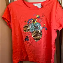 White Stag orange Floral Tee xl