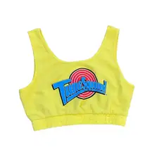 Vintage Space Jams Yellow Knit Cropped Tank Top Bralette 🔥 