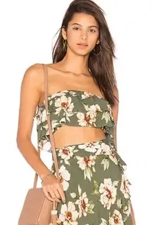 Blue Life Lola Ruffle Floral Bralette Crop Tube Top