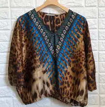 Alberto Makali oversized silk animal print‎ crop