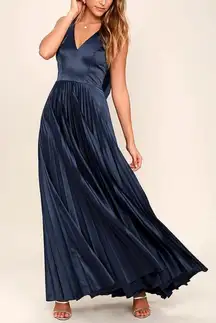 Lulu's Satin Maxi Evening Bridesmaid/Prom Dress