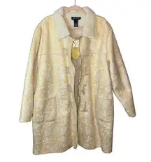 NWT Denim & Co Yellow & Cream Sherpa Lined Coat