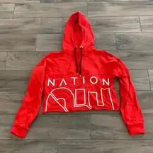 PE Nation red hoodie