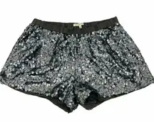 Madewell Broadway & Broome Women's Sequin Gunmetal Shiny Shorts Size Small