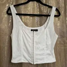 White Fox Boutique White Fox White Hook Eye Closure Corset Style Crop Top XL