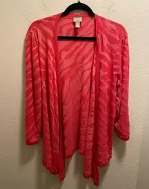 Chico's Pink Zebra Print Open Convertible Cardigan Size 3 (XL)