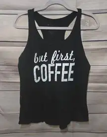 Fifth Sun Black But First Coffee Racerback Casual Women's Tank Top Size Medium