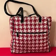 Vera Bradley Houndstooth Tweed Red White Tote Bag