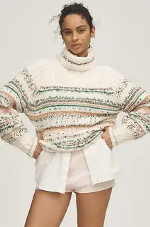 [Anthropologie] Pilcro Chunky Knit Boxy Turtleneck Sweater NWT Size Large Petite