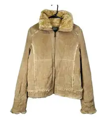 Wilsons Leather Maxima Tan Suede and Faux Fur Jacket Coat Women Size Large