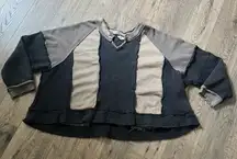 Pol Women’s Sweatshirt Large Oversized Distressed Mixed Media