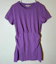 LOFT‎ Purple Ruched Gathered Waist T Shirt Dress Size Large