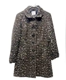 Old Navy  cheetah animal print black brown button front jacket coat sz medium