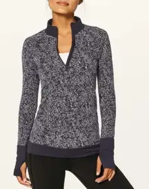 LULULEMON Rest Less 1/2 Zip Black Grey Heather Pullover Jacket Running‎ Small