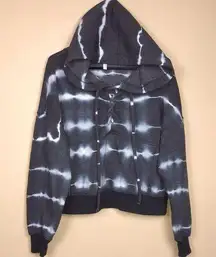 FP Movement Free People Women’s Believer Tie Dye Gray White Lace-Up Front Hoodie