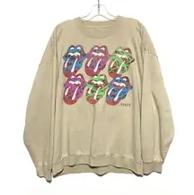 Rolling Stones 60th Anniversary Tongue Sweatshirt Womens XL Rock Neon Festival