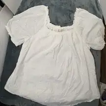 St. John’s Bay White Peasant Top XL Short Slv 100 % Cotton Boho Hippie