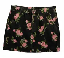 New Wild Fable Mini Skirt Size 4 Small Corduroy Floral Black Pink Green Cotton