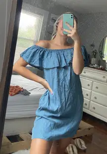 american eagle denim off the shoulder dress