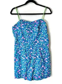 Vintage Seawaves Blue & Pink Floral Swimsuit Romper Size 8