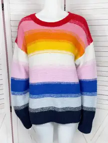 Old Navy Rainbow Stripe‎ Chunky Oversized Slouchy Pullover Sweater Medium Tall