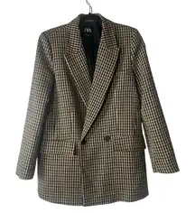 Zara Plaid Blazer Brown Tan