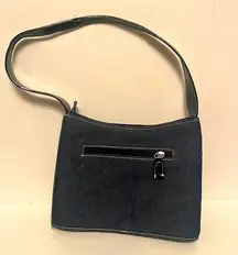 Denim blue hard shoulder bag black strap