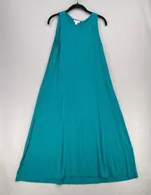 J Jill Dress Womens XS Petite Teal Blue Jersey Knit Sleeveless Maxi Midi Casual