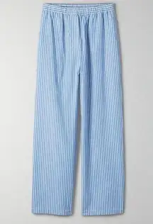 Aritzia  Wilfred Free Boardwalk Pant Striped Cotton Poplin Trousers Blue White