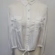 Urban Outfitters  white satin cropped utility button down size medium