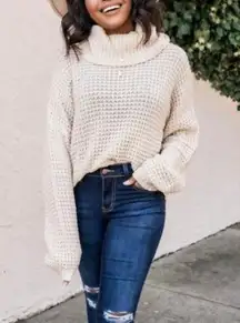 She's So Lovely Turtleneck Sweater Cream