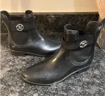 Juicy Couture Black Rain Boots Rubber Women's Ankle Black Size 7 Goth Witchy Y2K