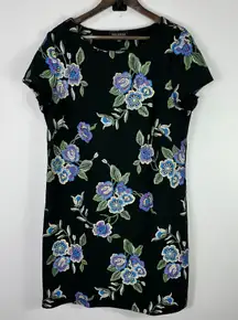 Perceptions Sheath Dress XL Black Dark Floral Whimsigoth Romantic Soft Grunge