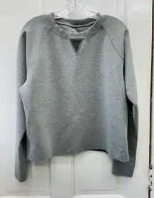Albion cropped‎ raw hem pullover sweatshirt women's large grey