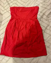 Theory Red Strapless Mini Dress