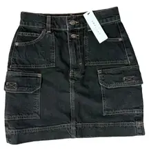 Topshop Washed Black Cargo Denim Utility Y2K Style Mini Skirt size 2 NEW Tags