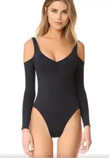 L*Space L Space Size 6 Wild Heart Bodysuit Black Strappy Long Sleeves FLAW