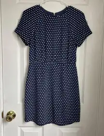Fossil 100% silk polka dot mini dress twee girly navy size 0