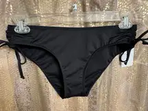 Hurley Moderate Coverage Side Tie Black Swim Bikini Bottom Medium NWT