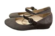 Amalfi by Rangoni Taupe Brown Suede Leather Wedge Mary Jane Shoe Womens 8.5N