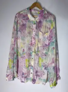 Adyson Parker Button Down Shirt Floral Watercolor Pastel‎ 3 XL